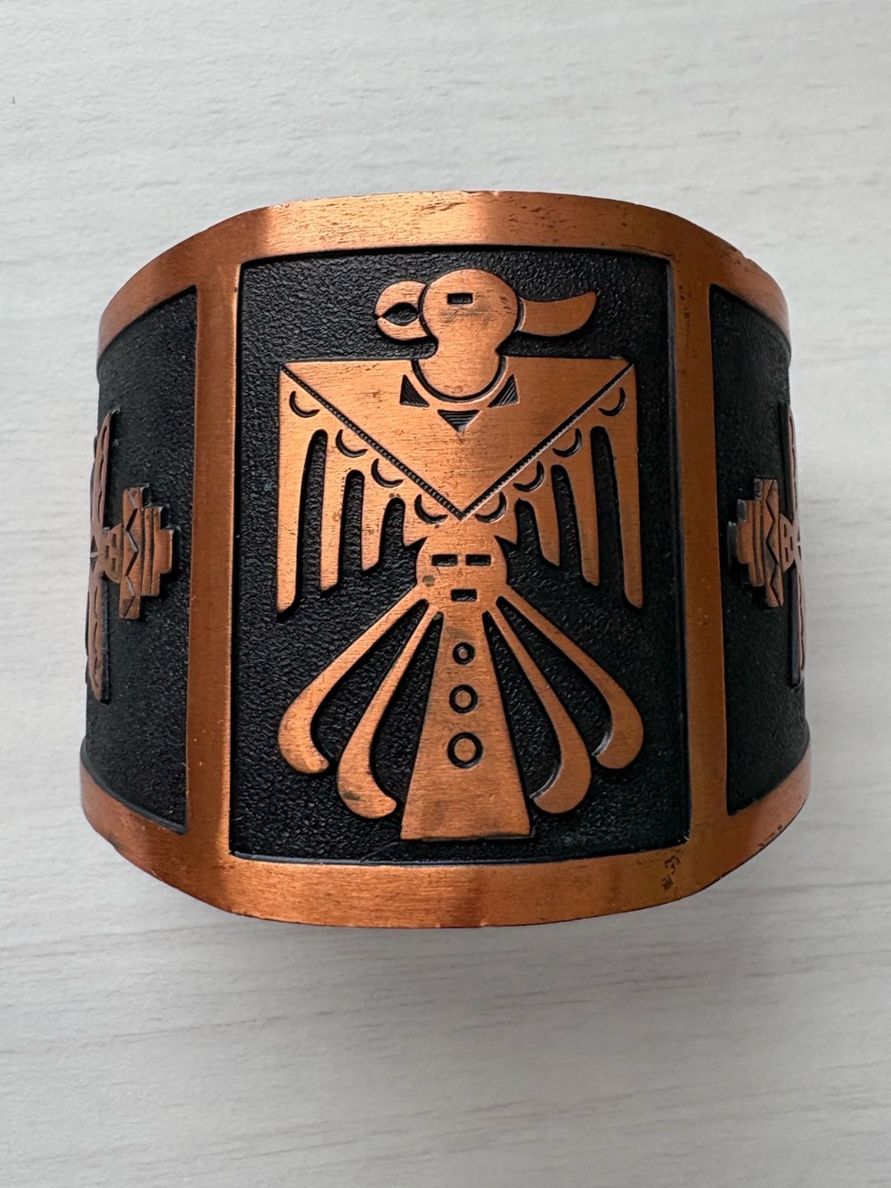 Handcrafted Copper Cuff Thunderbird Bracelet.